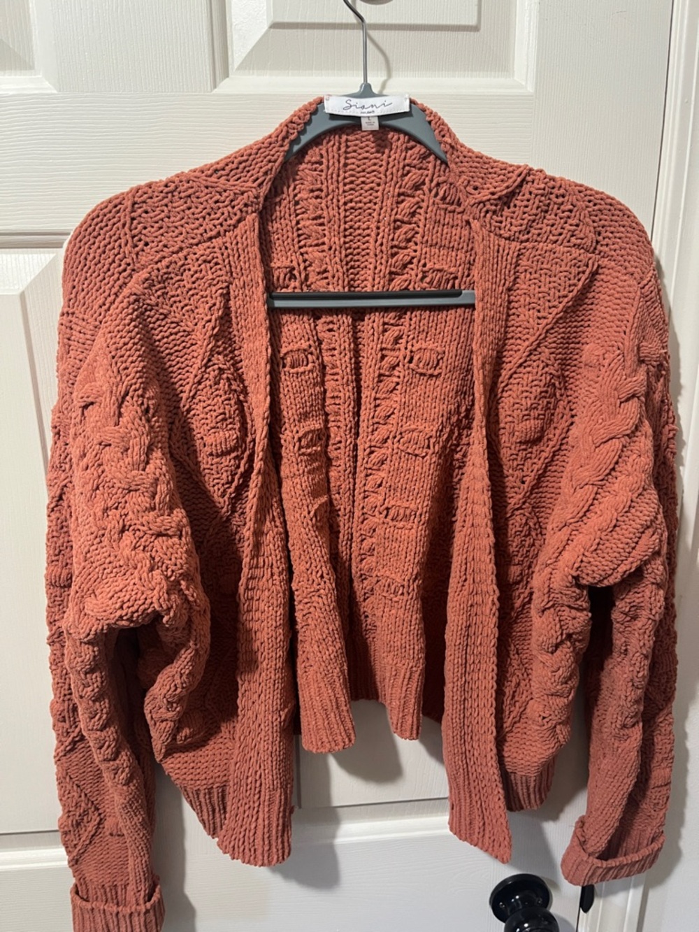 Women’s Chunky Open-Front Cardigan Sweater - Rust